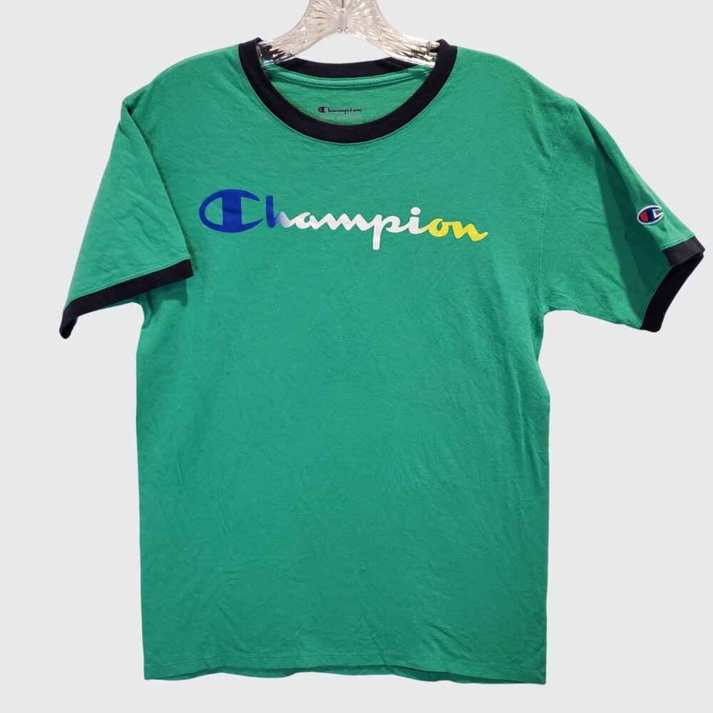 Preowned Champion Kelly Green Classic Graphic Unisex T-Shirt Size Small